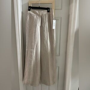 Calvin Klein Neutral Beige Wide-Leg Linen-Blend Pants NWT